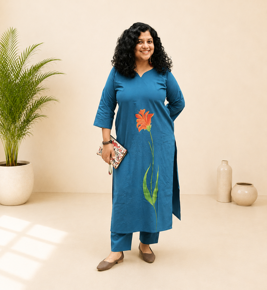 Pure Cotton Hand Painted Straight Kurti