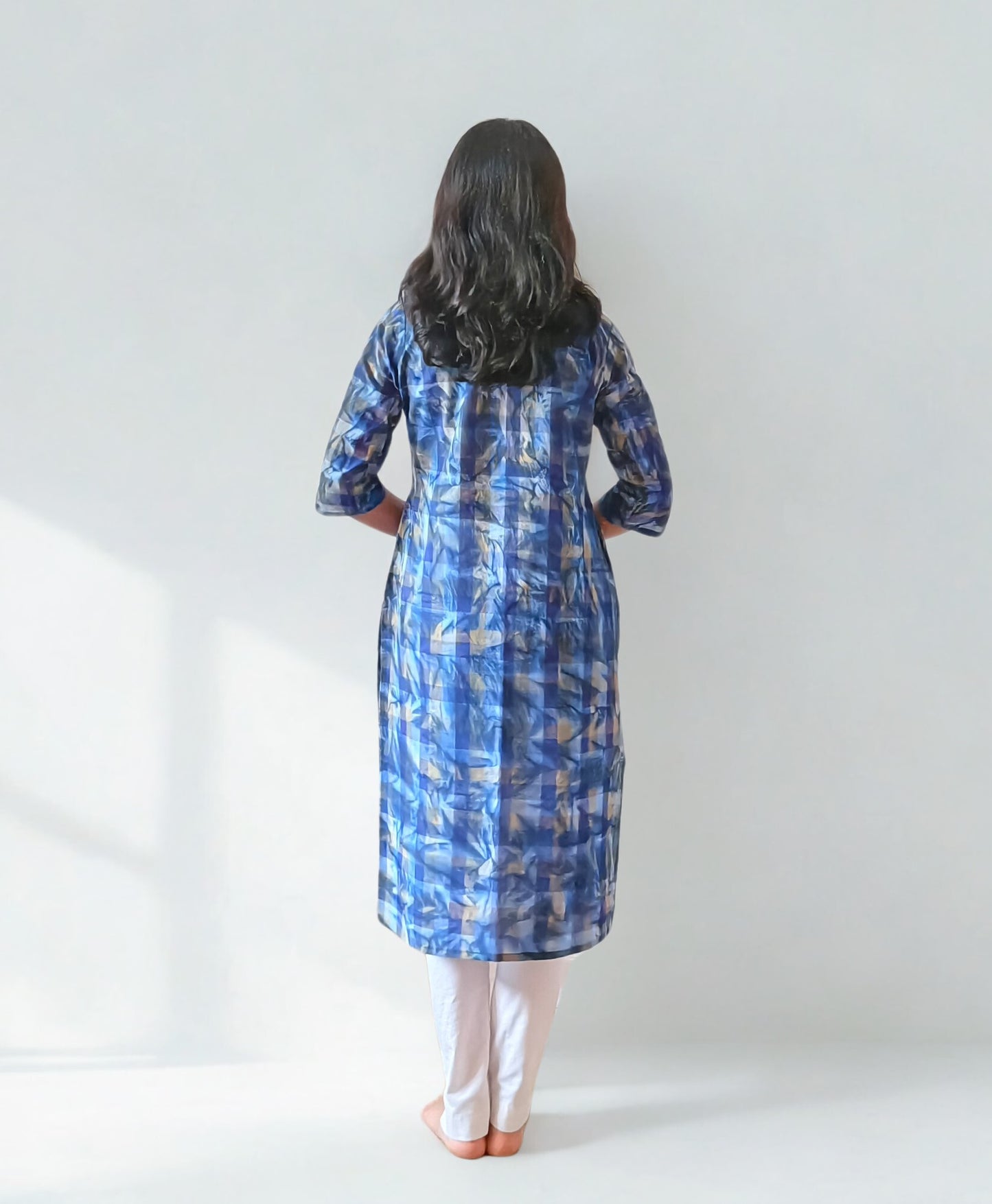 Handloom Cotton Checks Batik Straight Kurti