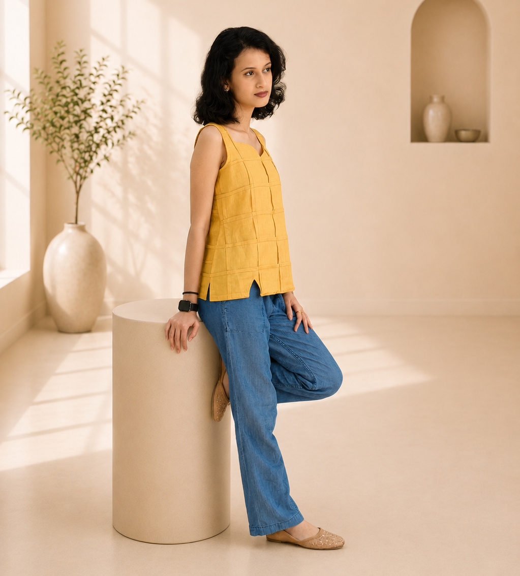 Linen Cotton Hand Crafted Short Top