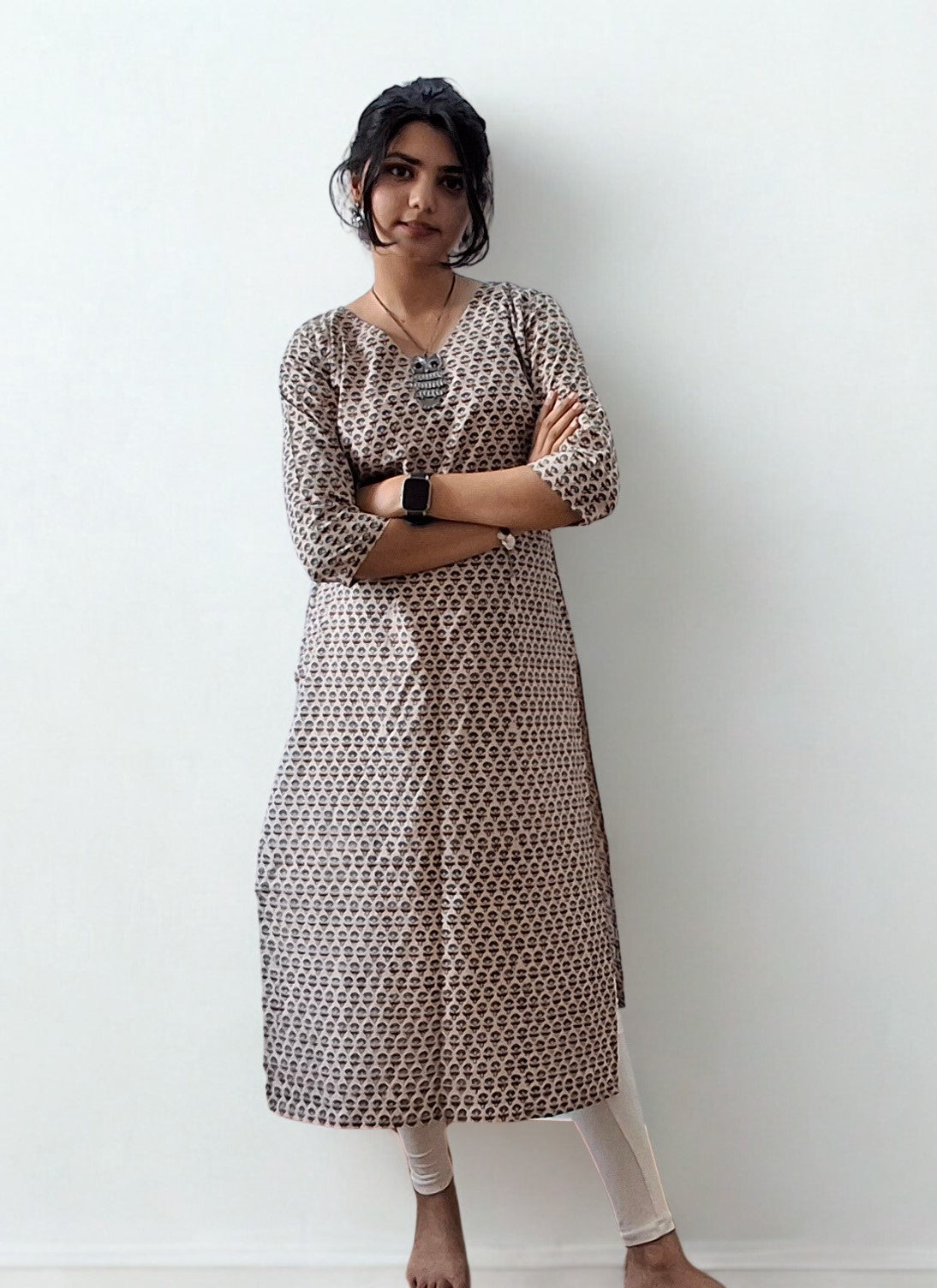 Natural Handblock Cotton Straight Kurti