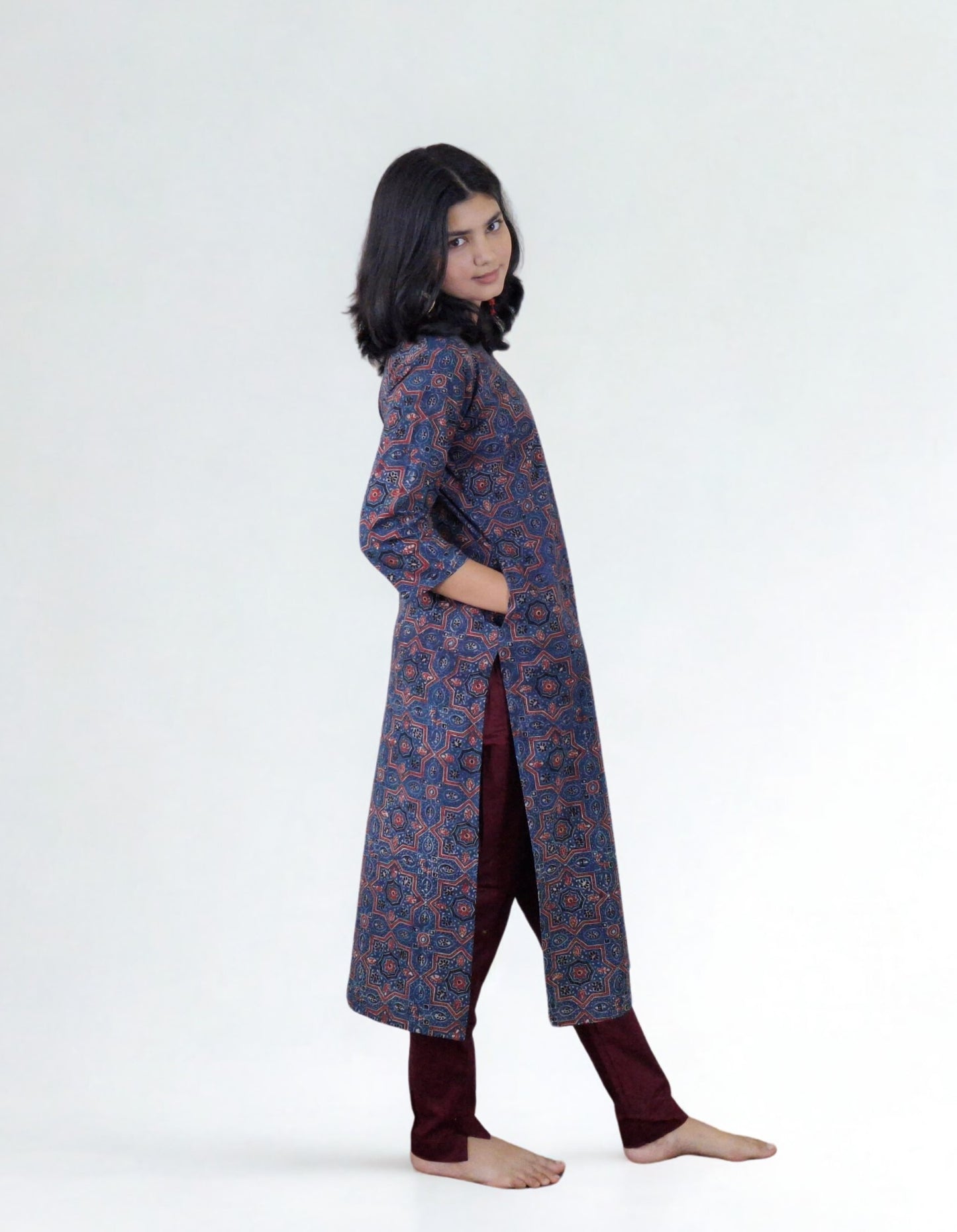 Natural Handblock Cotton Straight Kurti