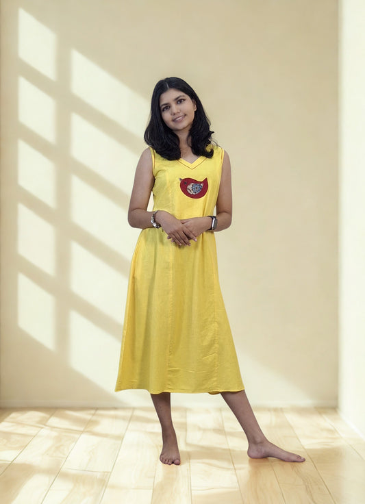 Handwoven Handspun Cotton Patchwork One Piece