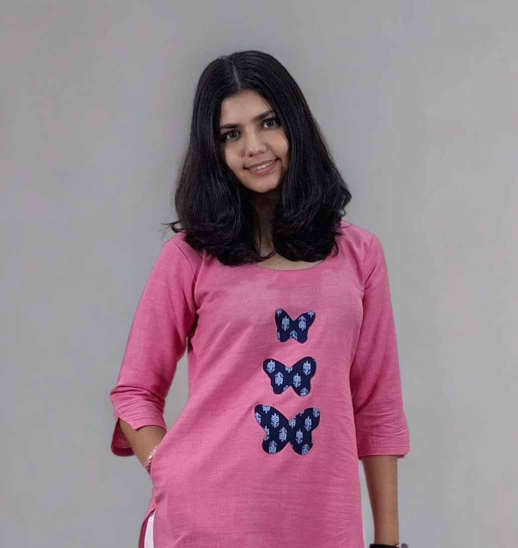 Handwoven Handspun Cotton Patchwork Straight Kurti