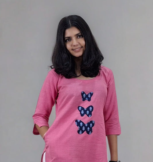 Handwoven Handspun Cotton Patchwork Straight Kurti
