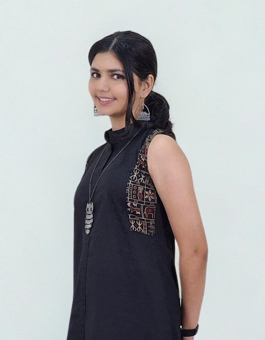 Handloom Cotton Patchwork A Line Kurti