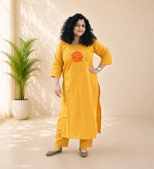 Pure Cotton Hand Painted Straight Kurti