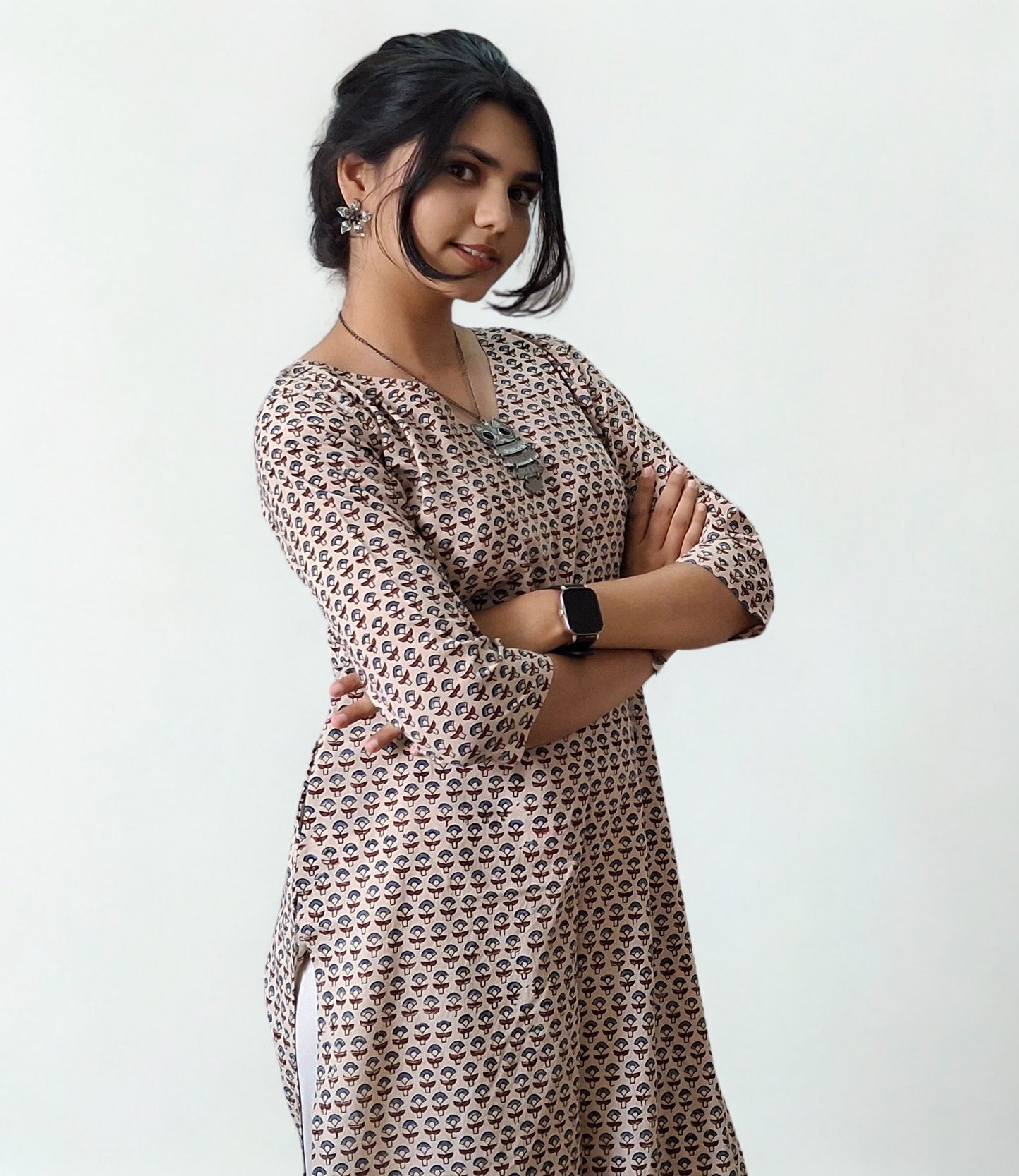 Natural Handblock Cotton Straight Kurti