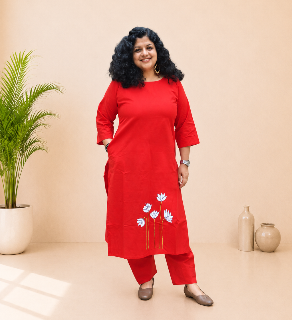 Pure Cotton Hand Painted Straight Kurti