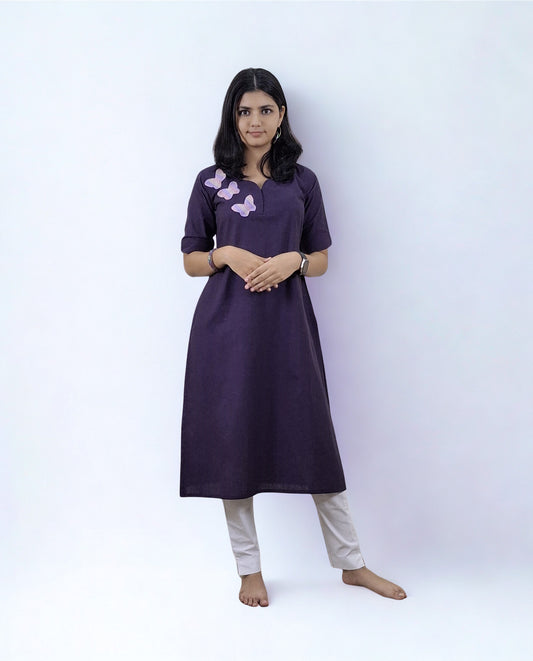 Khadi Patchwork Straight Kurti