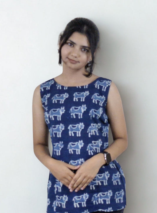 Handblock Cotton Short Top