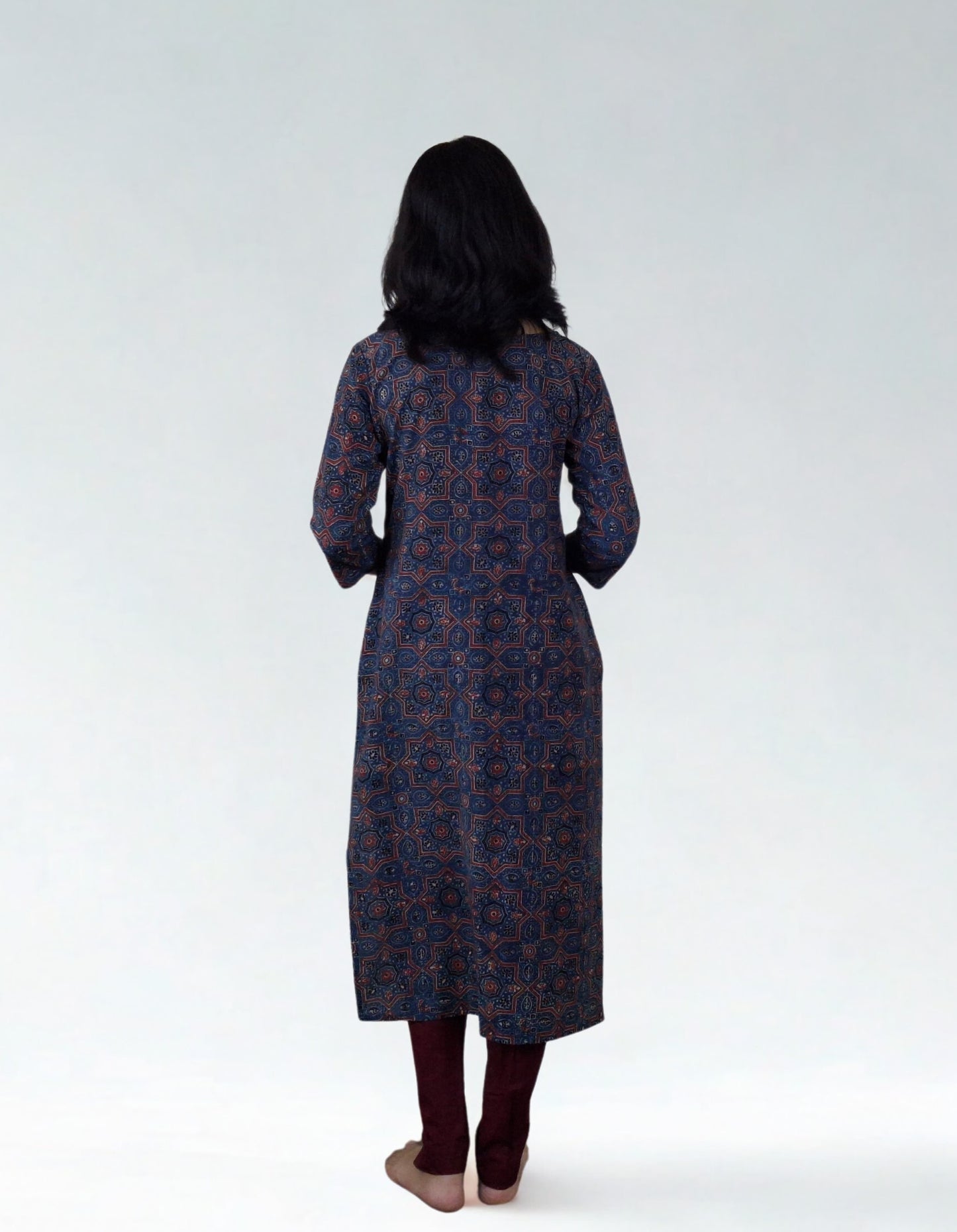 Natural Handblock Cotton Straight Kurti