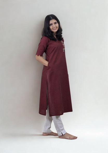 Khadi Patchwork Straight Kurti