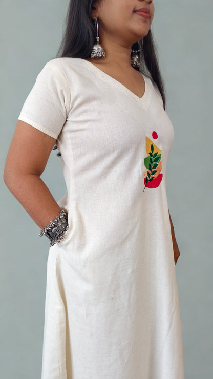 Handloom Cotton Embroideried A line Kurti