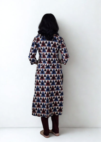 Natural Handblock Cotton Straight Kurti