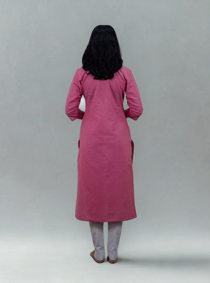 Handwoven Handspun Cotton Patchwork Straight Kurti