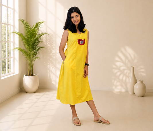 Handwoven Handspun Cotton Patchwork One Piece