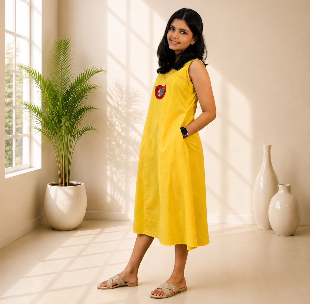 Handwoven Handspun Cotton Patchwork One Piece