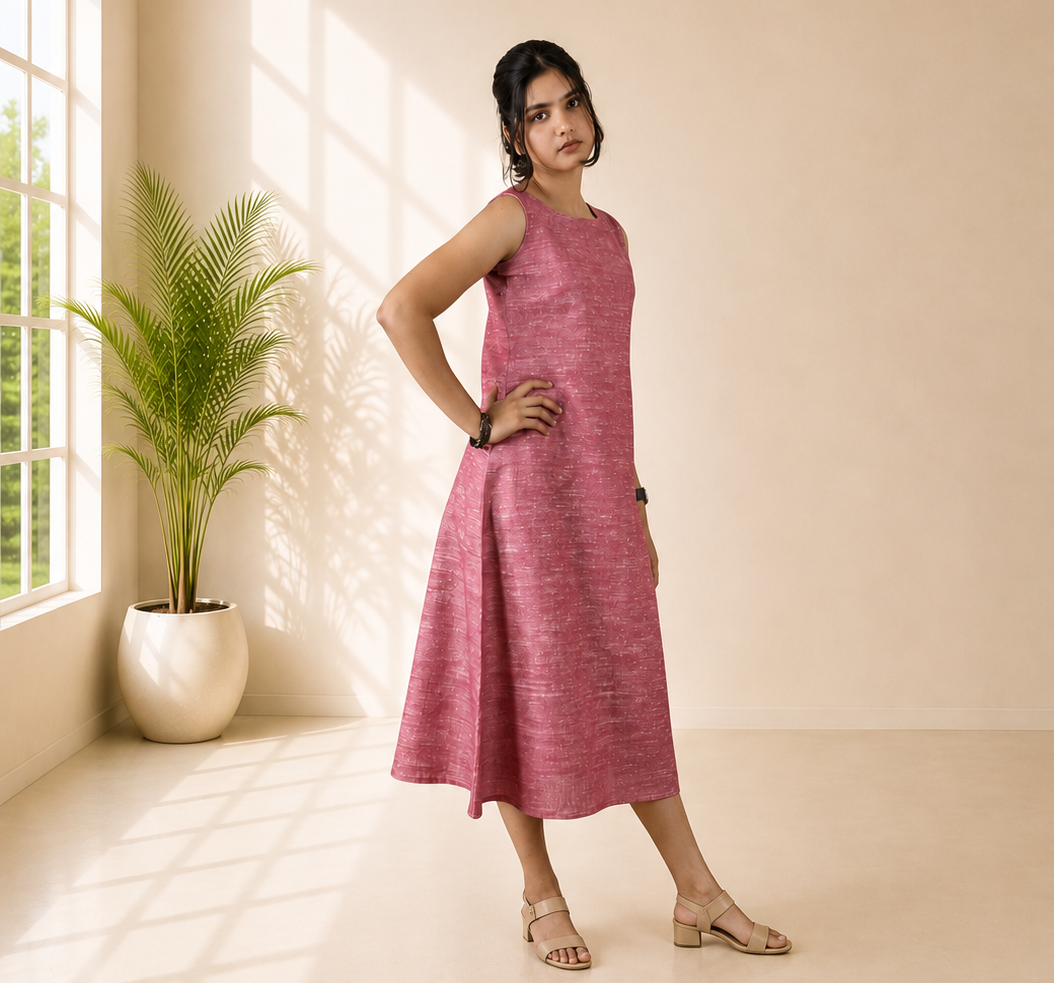Pure Khadi One piece_Dark Pink