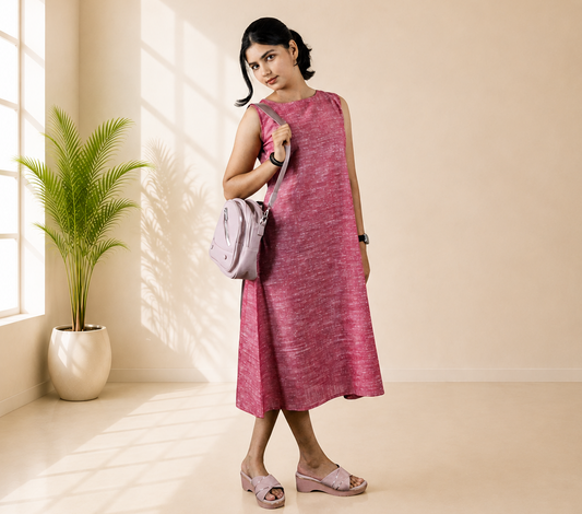 Pure Khadi One piece_Dark Pink