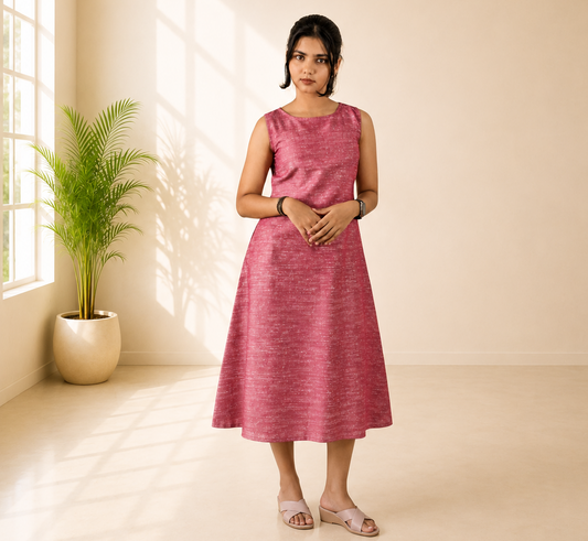 Pure Khadi One piece_Dark Pink