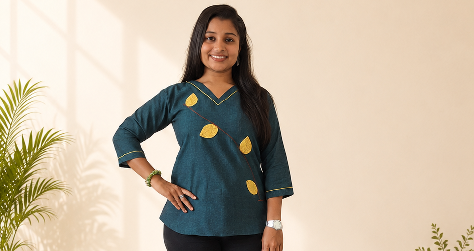 Pure Khadi Patchwork Short Top
