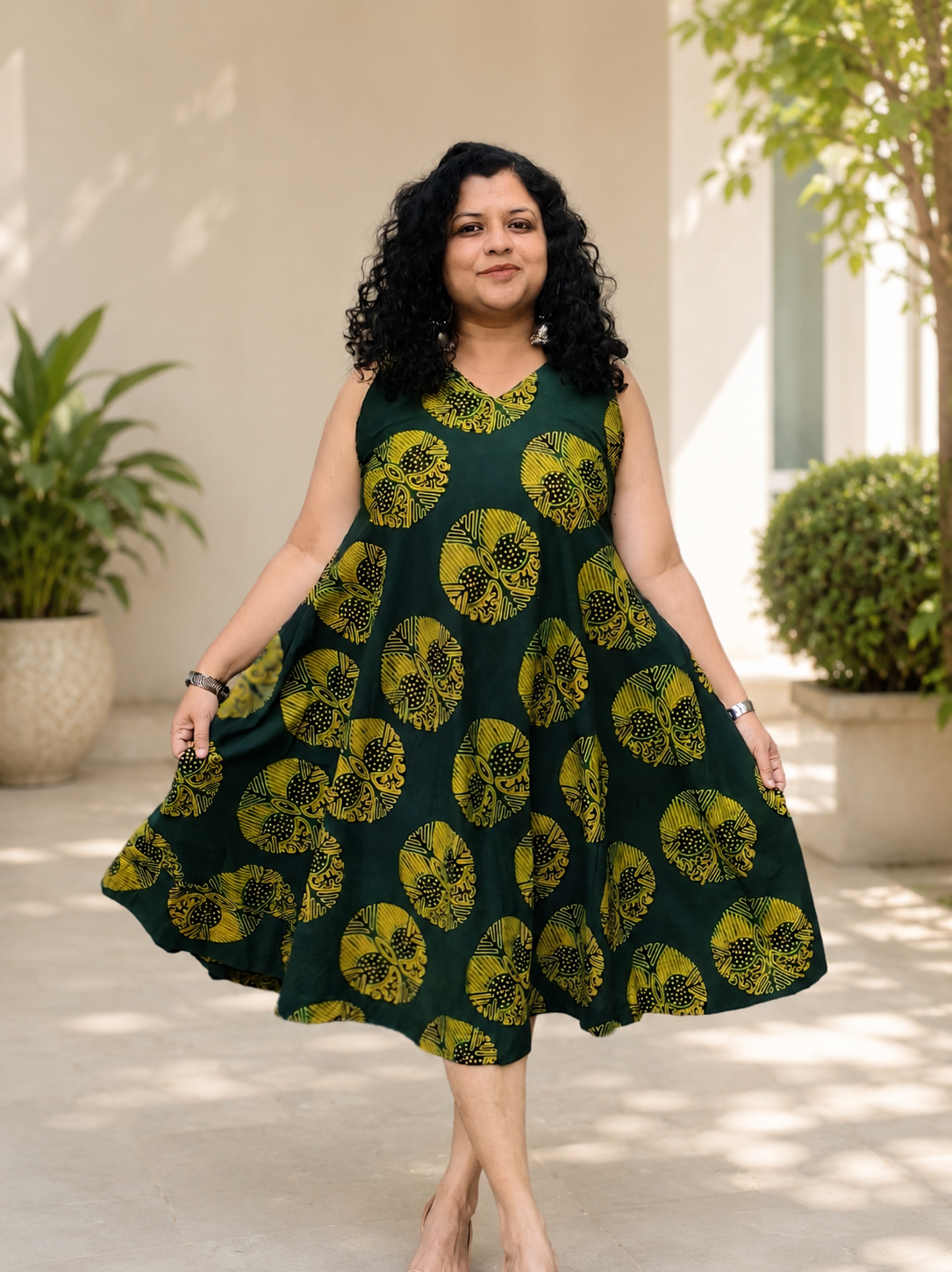 Pure Cotton Hand Block Flared One Piece