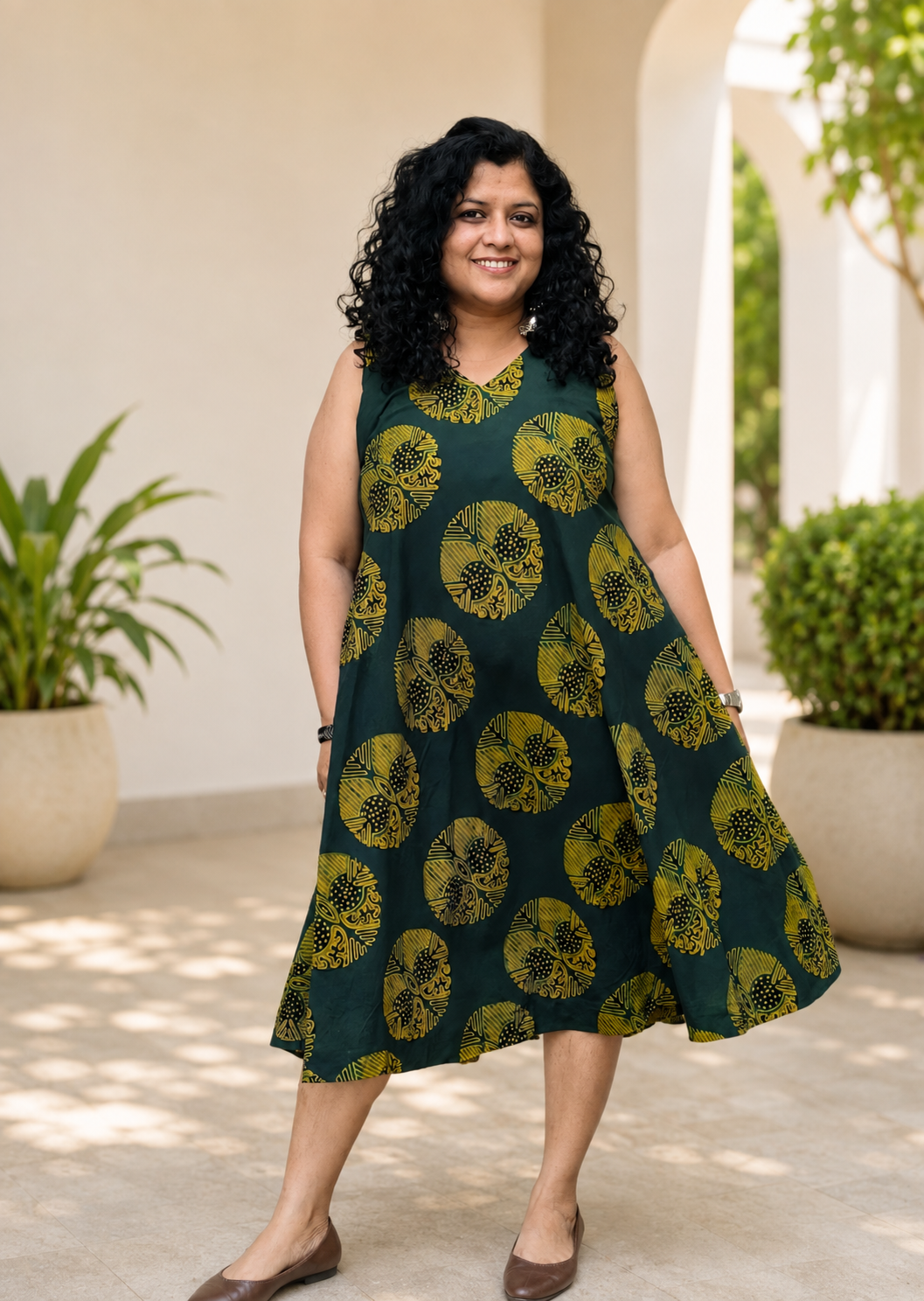 Pure Cotton Hand Block Flared One Piece