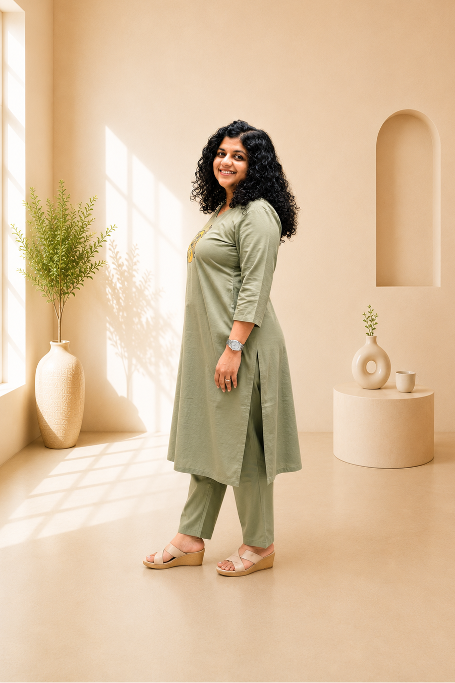 Pure Cotton Hand Painted Straight Kurti