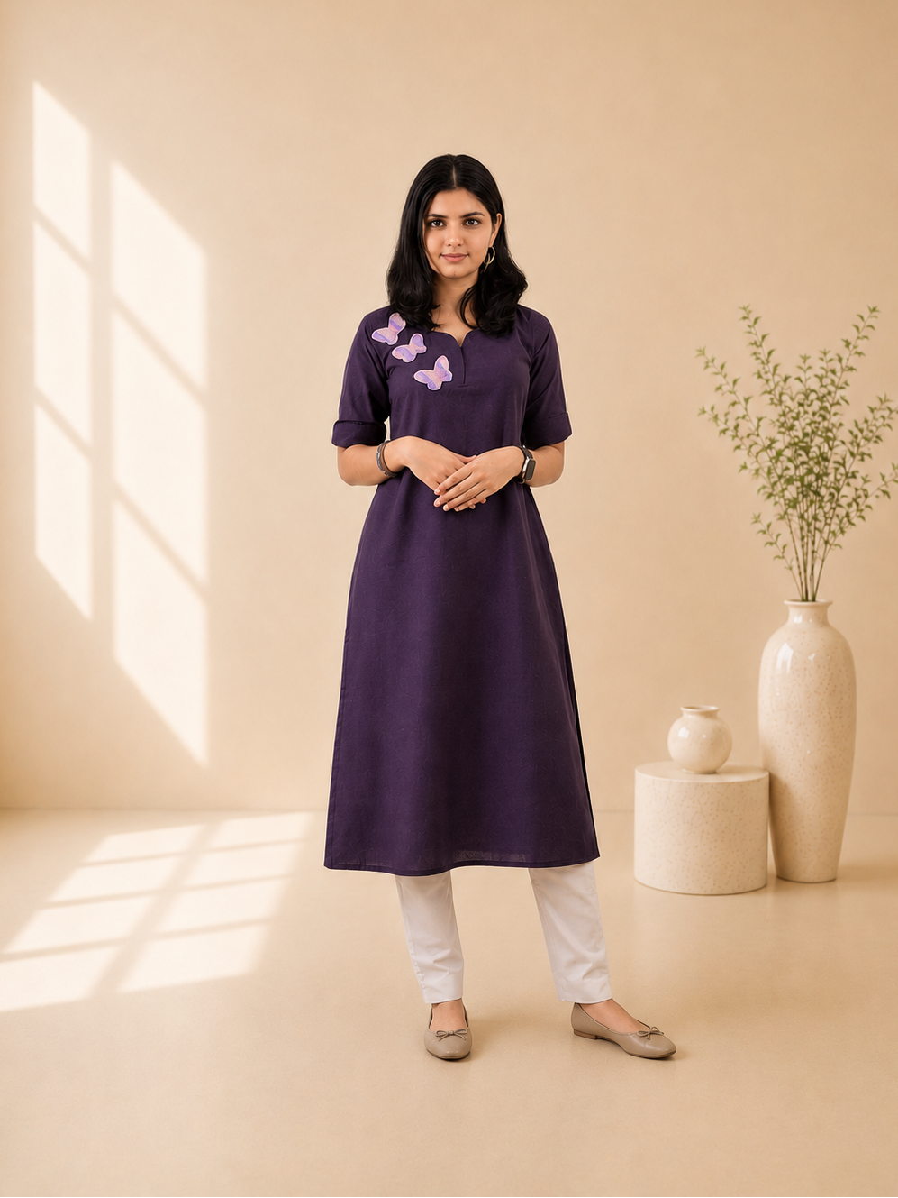 Khadi Patchwork Straight Kurti