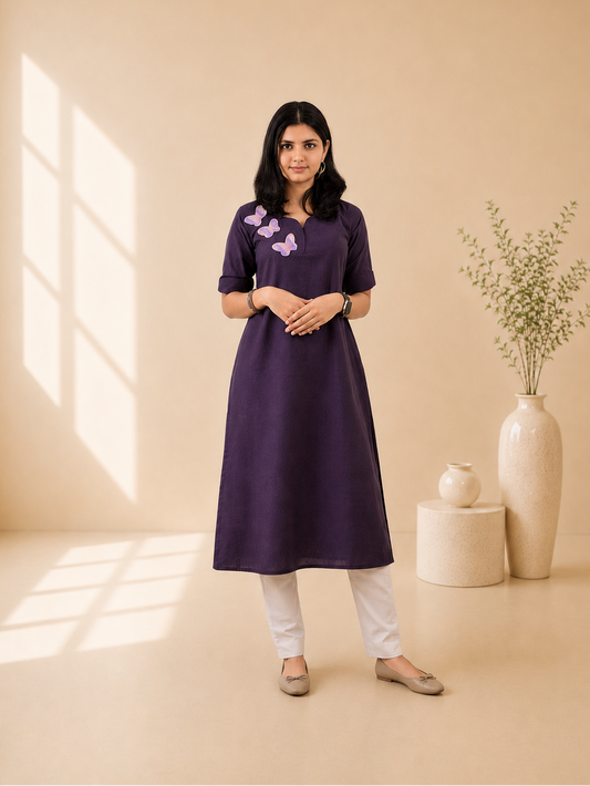 Khadi Patchwork Straight Kurti