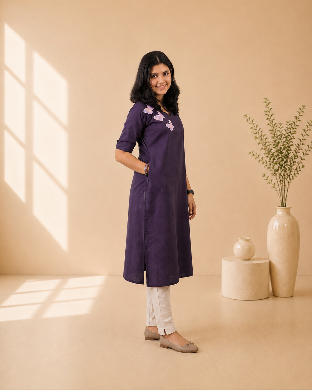 Khadi Patchwork Straight Kurti
