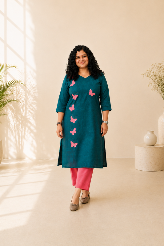 Khadi Patchwork Straight Kurti