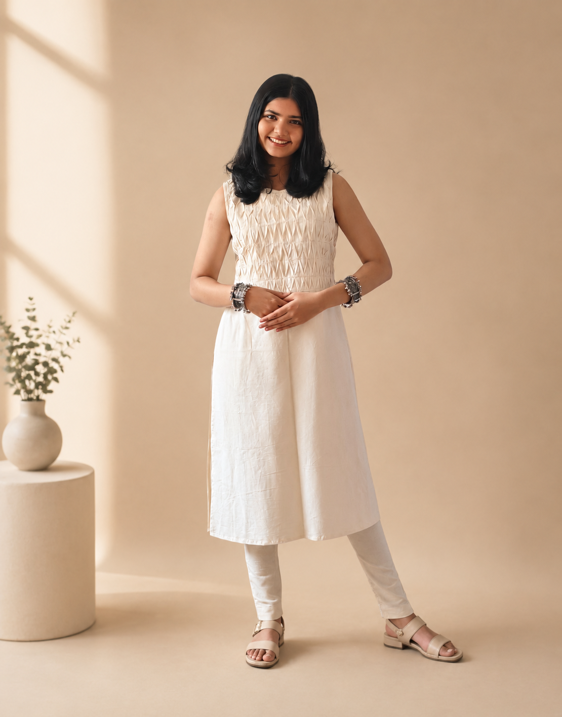 Cotton Hand crafted Straight Kurti