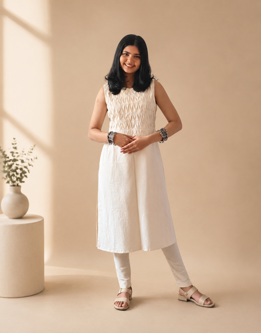 Cotton Hand crafted Straight Kurti