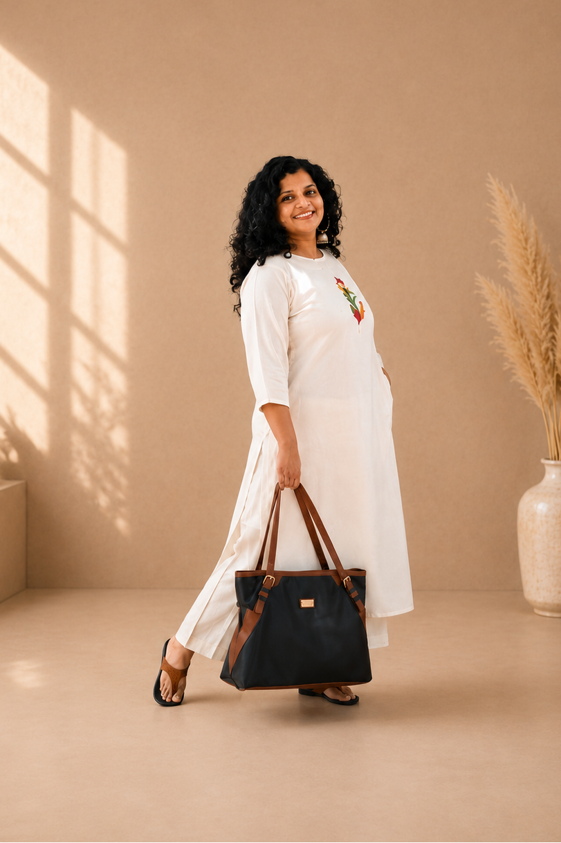 Handloom Cotton Embroidered Straight Kurti