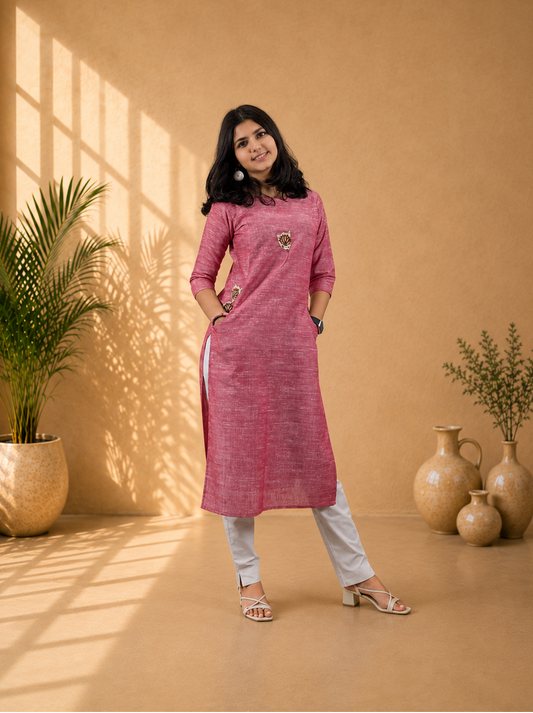 Pure Khadi Patchwork Straight Kurti