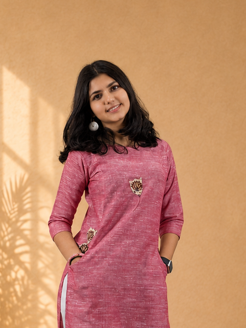 Pure Khadi Patchwork Straight Kurti