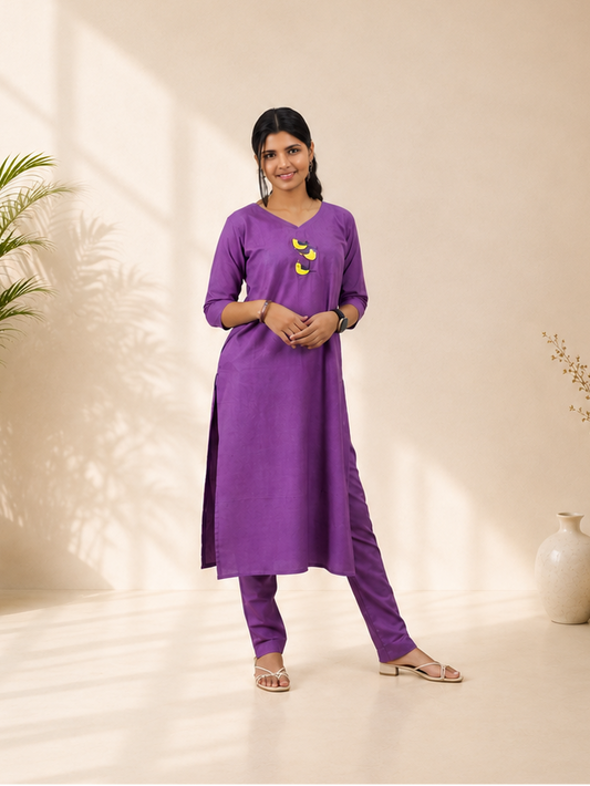 Handwoven Handspun Cotton Embroidered Straight Kurti