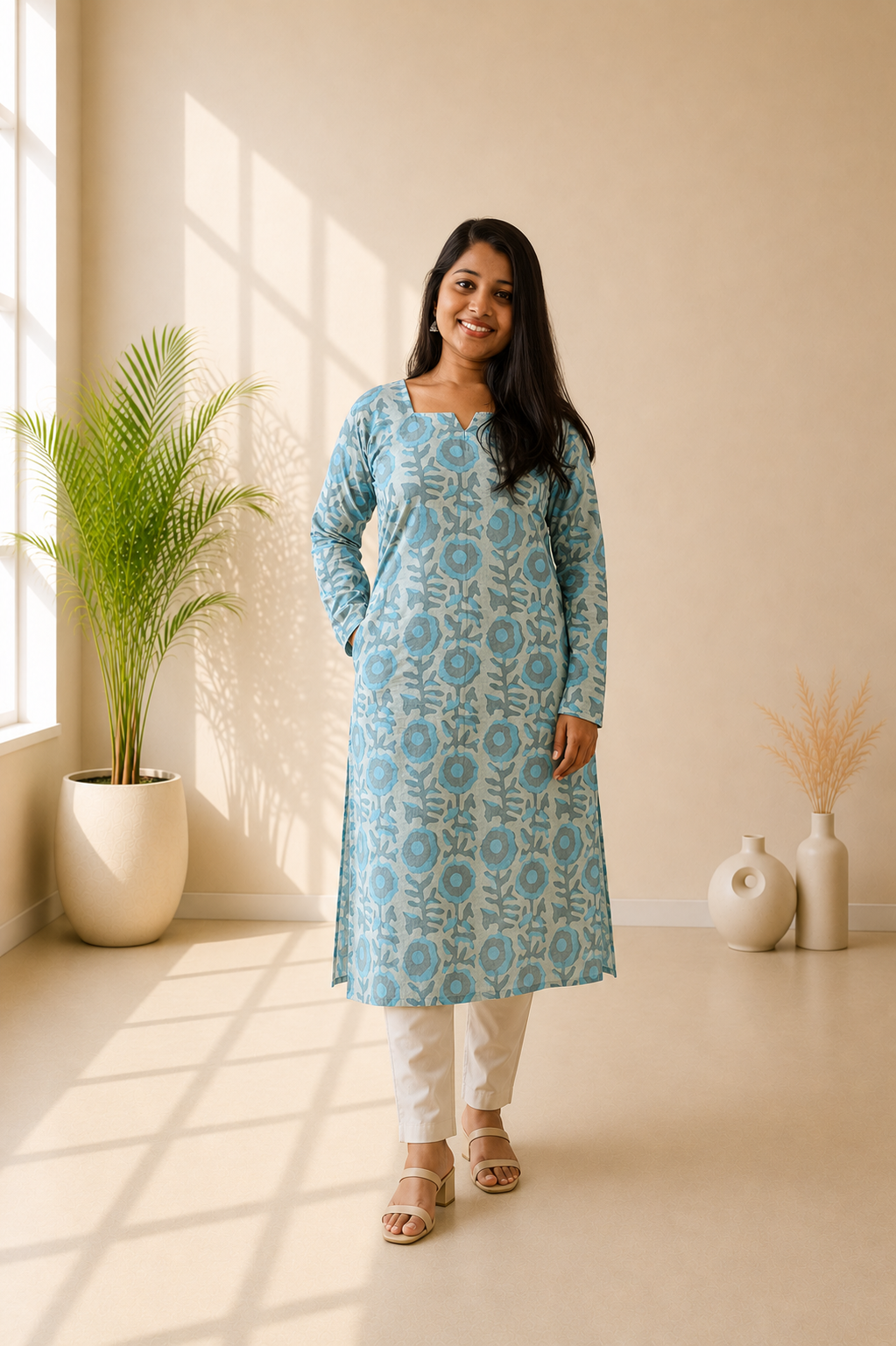 Handblock Straight Kurti