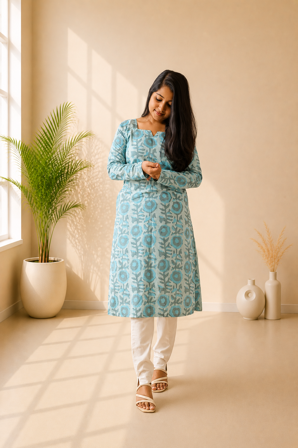 Handblock Straight Kurti