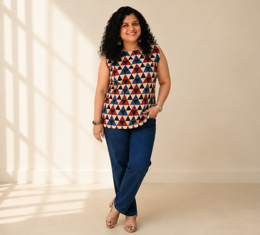 Natural Handblock Short Top