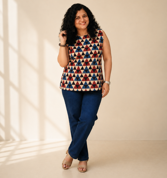 Natural Handblock Short Top