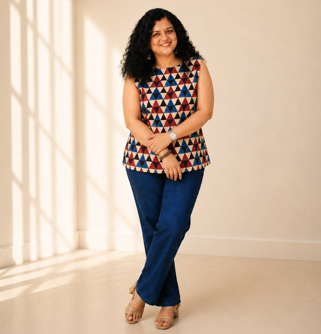 Natural Handblock Short Top