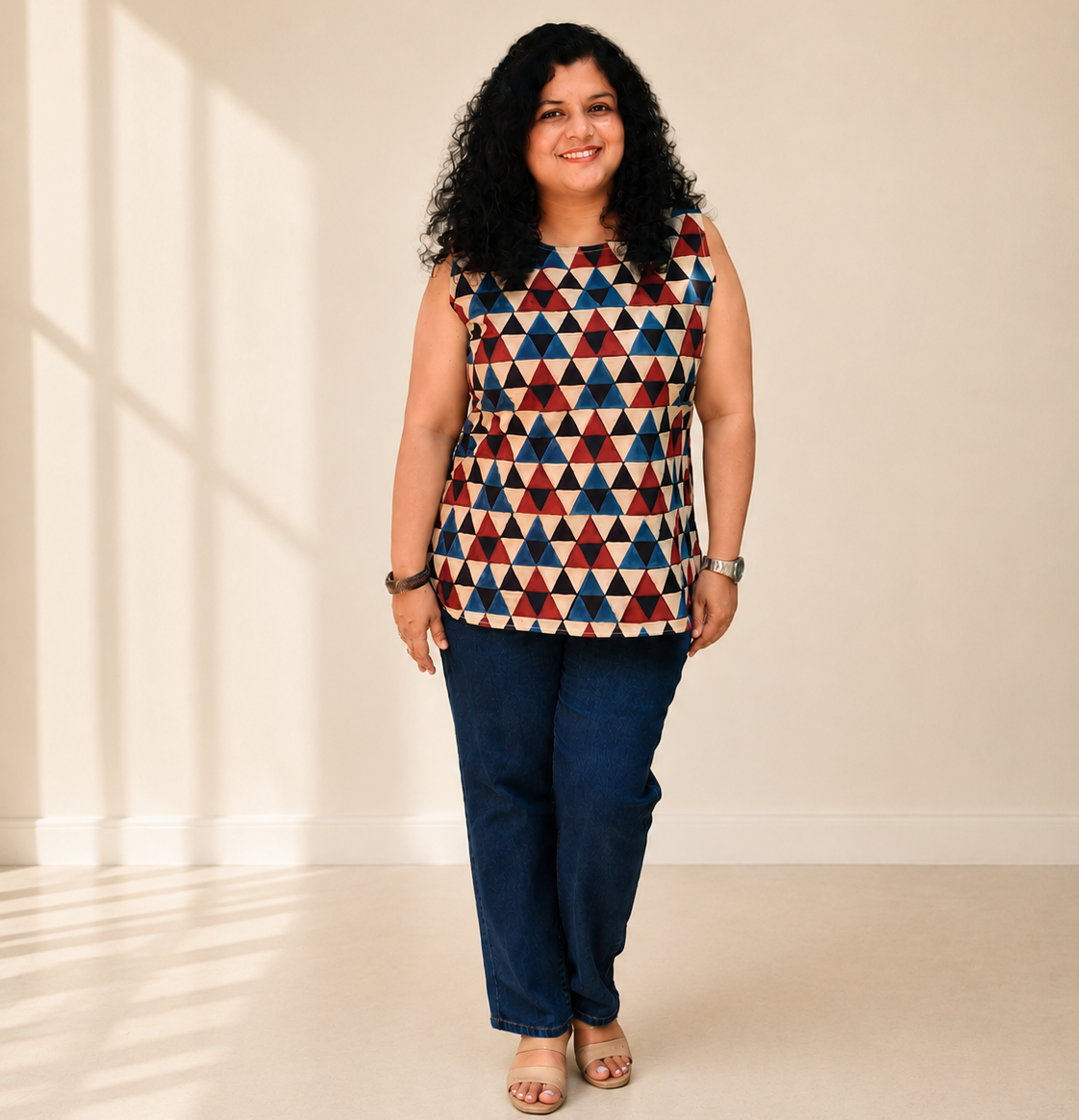 Natural Handblock Short Top