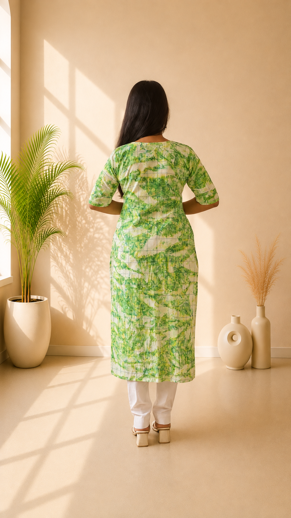 Handloom Cotton Checks Batik straight kurti