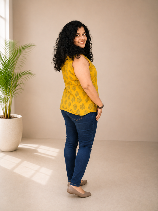 Natural Handblock Short Top