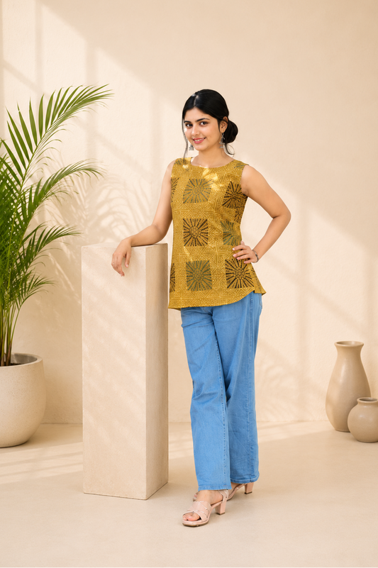 Pure Cotton Hand Block Short Top