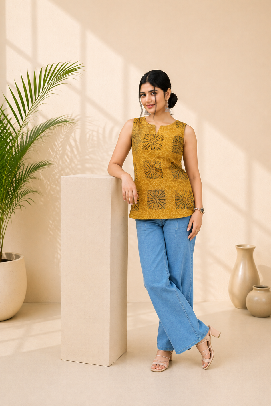 Pure Cotton Hand Block Short Top