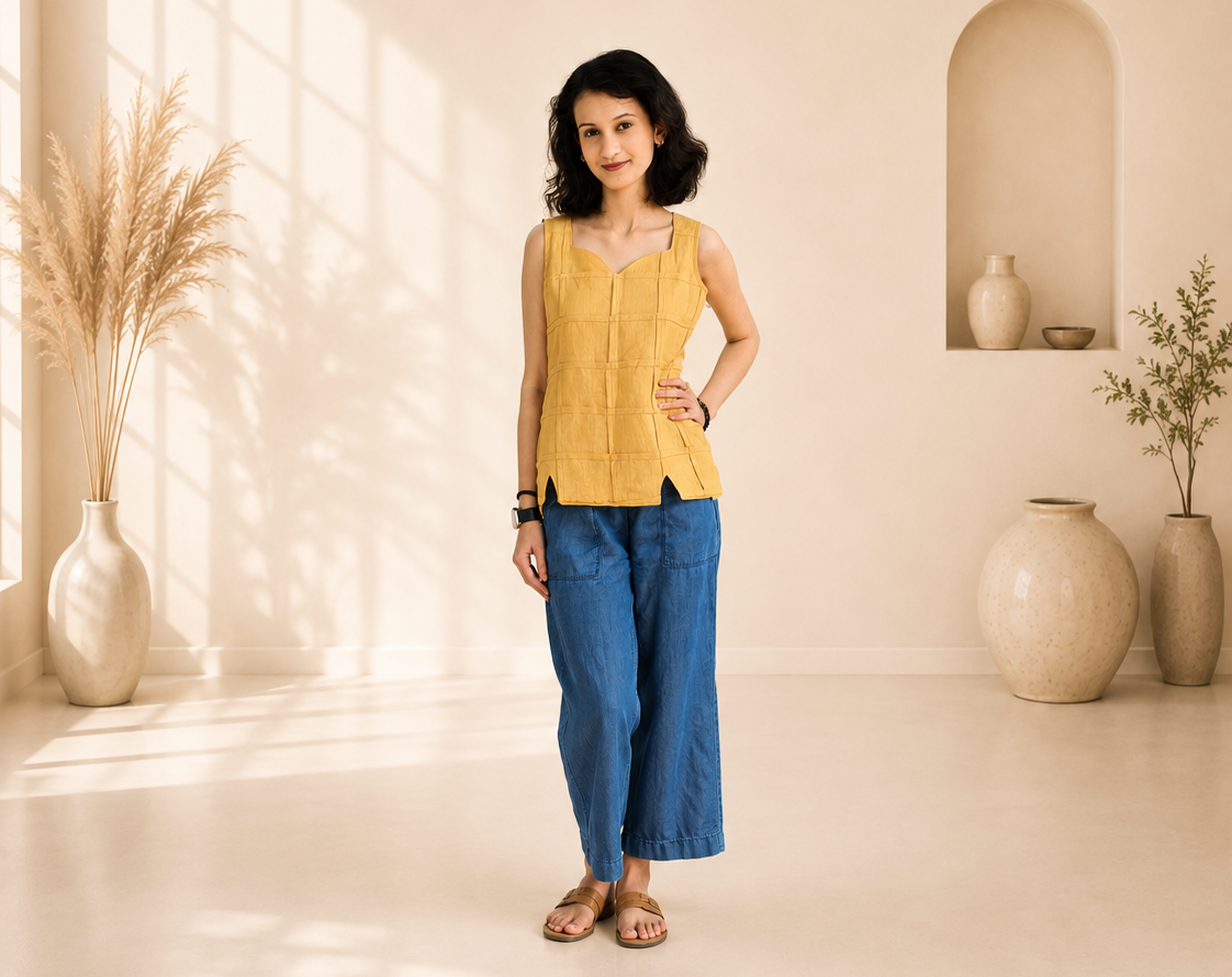 Linen Cotton Hand Crafted Short Top