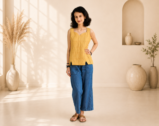 Linen Cotton Hand Crafted Short Top